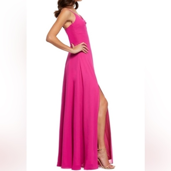 Dress the Population Cambria Pink Tie Bodice Gown  Knot Front Maxi Dress L NWT - Picture 11 of 16